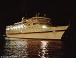 ID 1824 THE EMERALD (1958/26431grt/IMO 5312824, ex-REGENT RAINBOW, DIAMOND ISLAND, SANTA ROSA. Renamed EMERALD in 2012) under charter to Thomson Cruises, arriving in Southampton, England.